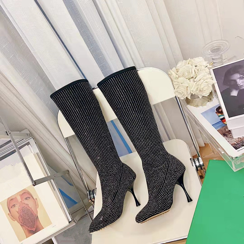 New Full Crystal High Heels Women Boots Stretch Fabric Shoe Femme Round Toe Party Shoes Elastic Black Diamond Long Boot
New Full Crystal High Heels Women Boots Stretch Fabric Shoe Femme Round Toe Party Shoes Elastic Black Diamond Long Boot