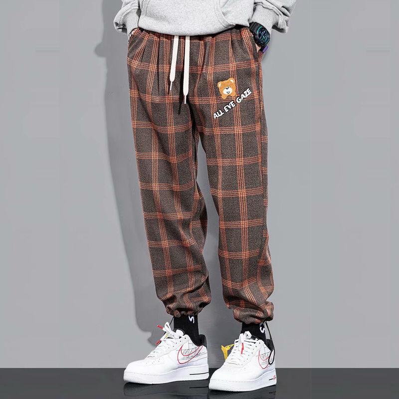 Men's Pants Men Summer Plaid Jogger Casual Checked Trousers Fashion Streetwear Sweatpants Hip Hop Blue Checkered Sports