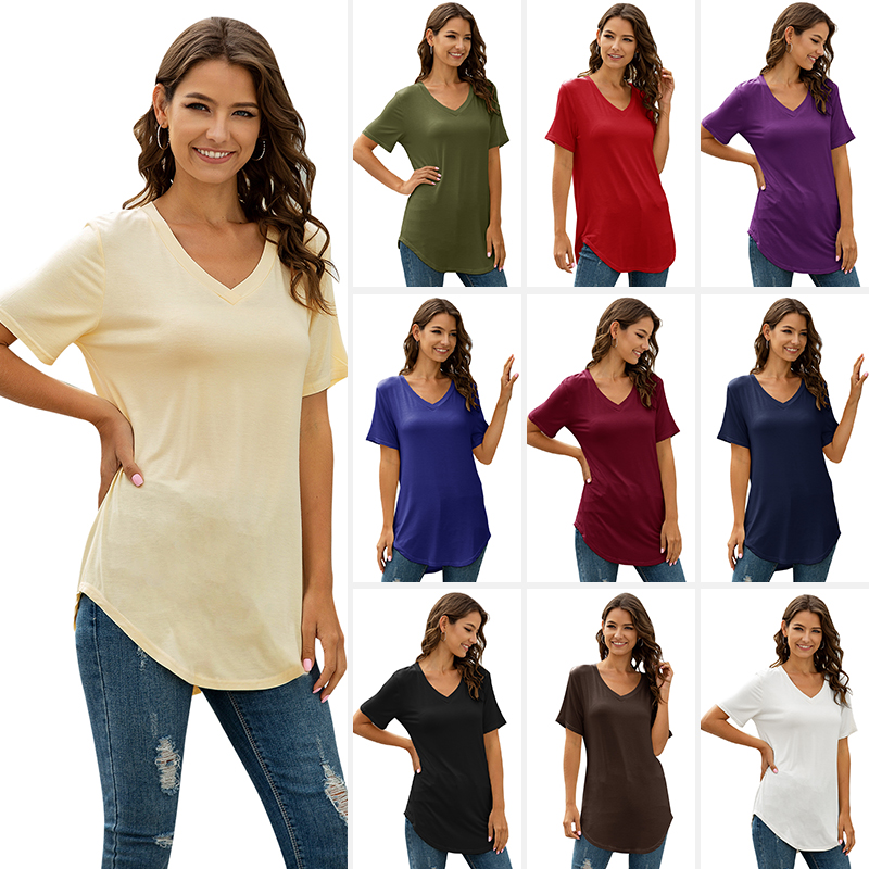 womens tshirt summer new fashion vneck short sleeve dovetail loose home furnishing pure color urban casual clothing, Red
womens tshirt summer new fashion vneck short sleeve dovetail loose home furnishing pure color urban casual clothing, Red
