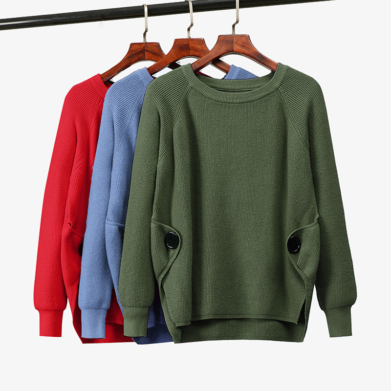 Autumn Winter Irregular Knitted Sweater Women Casual O-neck Button Thick Solid Pullovers 210520, Blue
Autumn Winter Irregular Knitted Sweater Women Casual O-neck Button Thick Solid Pullovers 210520, Blue
