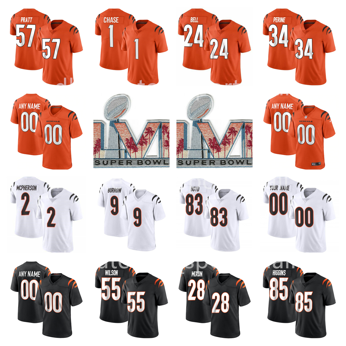 Super Bowls Patch Ja'Marr Chase Jersey Football Joe Mixon Joe Burrow Samaje Perine Tyler Boyd Tee Higgins Logan Wilson Germaine Pratt Evan McPherson Youth Women Men, Photo j
Super Bowls Patch Ja'Marr Chase Jersey Football Joe Mixon Joe Burrow Samaje Perine Tyler Boyd Tee Higgins Logan Wilson Germaine Pratt Evan McPherson Youth Women Men, Photo j