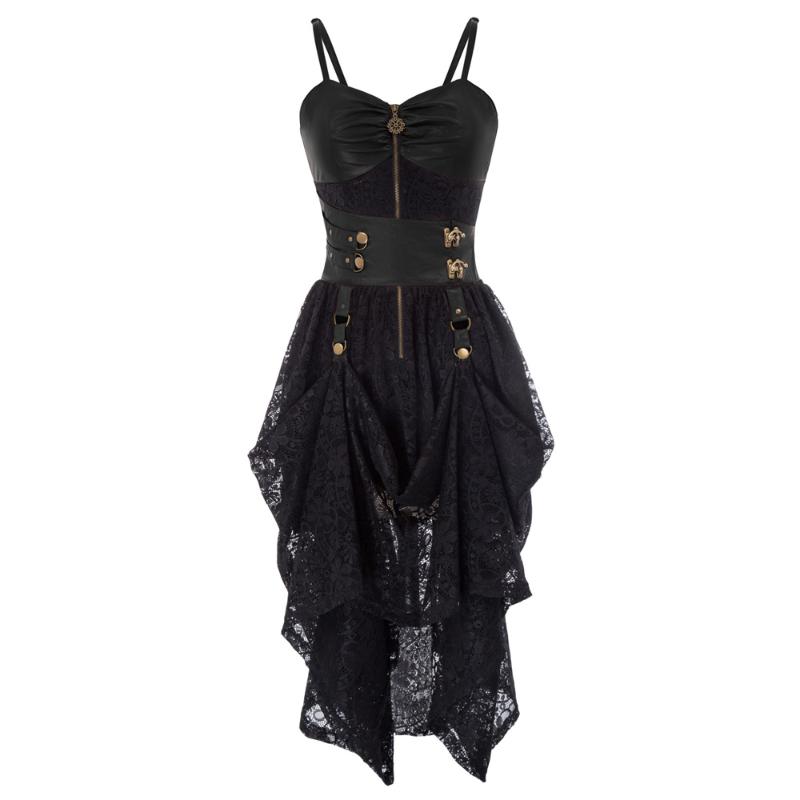Casual Dresses Women's Steampunk Victorian Faux Leather Decor Smocked Back High-Low Hem Gothic Vintage Long Party Evening Lace Dress, Black;gray
Casual Dresses Women's Steampunk Victorian Faux Leather Decor Smocked Back High-Low Hem Gothic Vintage Long Party Evening Lace Dress, Black;gray