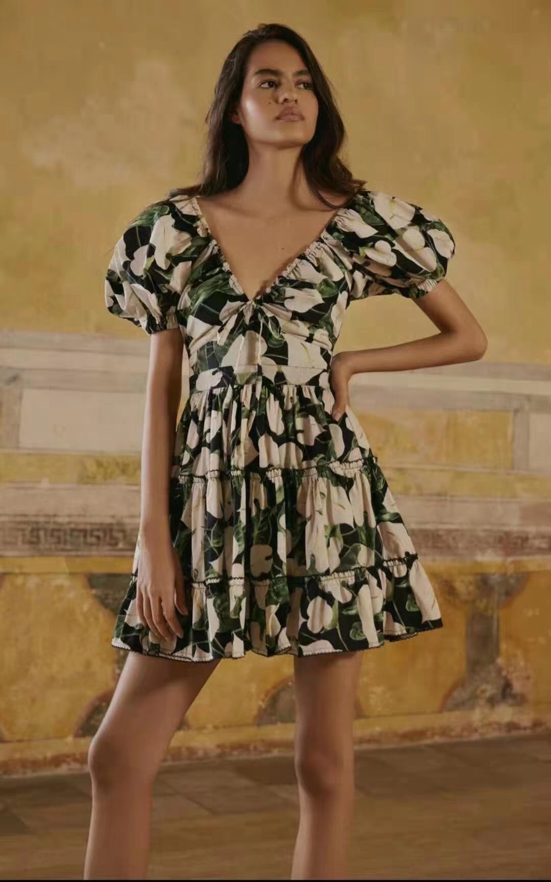 Spring/summer 2021 new women' print small fresh V-neck slim slim versatile small fresh short sleeve dress, Orange
Spring/summer 2021 new women' print small fresh V-neck slim slim versatile small fresh short sleeve dress, Orange