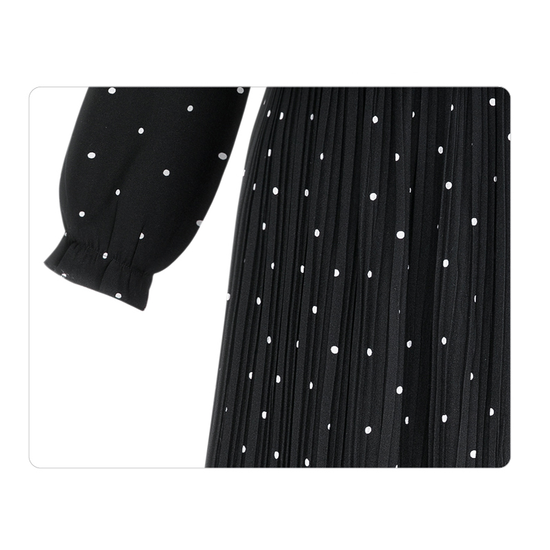 Fashion Elegant Women Dress Long Sleeve Dot Black Chiffon Winter 3XL Plus Size Clothes 1475 45 210508