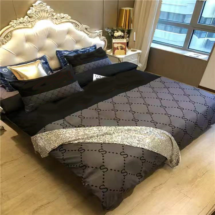 6 2022 Luxury Silk Cotton Jacquard Black Bedding Set Quilt Cover Sets Flat Bed Sheet Pillowcases Queen King Size 4 6 8 9Pcs Duvet Cover от DHgate WW