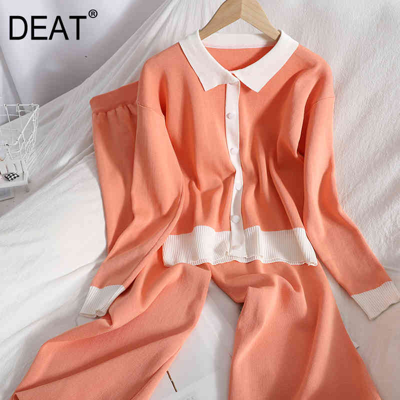 Summer Fashion Lapel Breasted Pullover Top + Slim Solid Color Wide Leg Pants Knitted Two-piece Women's Suit SK103 210525, Orange powder
Summer Fashion Lapel Breasted Pullover Top + Slim Solid Color Wide Leg Pants Knitted Two-piece Women's Suit SK103 210525, Orange powder