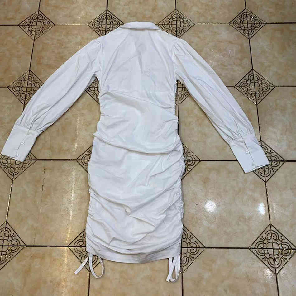 Free Women's Summer Lace-Up Cotton Shirt Dress Lapel Long Sleeve Single Breasted Bodycon Sexy Club Party 210524