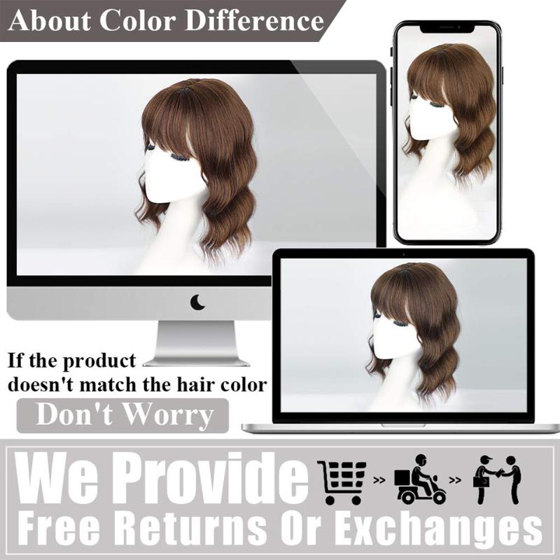 Synthetic Wigs Lativ Chocolate Brown Wavy Hair Topper With Thinning Bangs Heat Resistant6133254