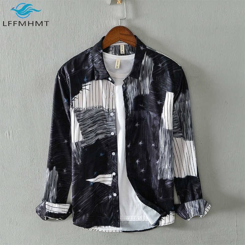Arrival Striped Patchwork Print Tops Long Sleeve Lapel Japan Style Unique Design Casual Loose Shirts Male Beach Holiday 210721, Black
Arrival Striped Patchwork Print Tops Long Sleeve Lapel Japan Style Unique Design Casual Loose Shirts Male Beach Holiday 210721, Black