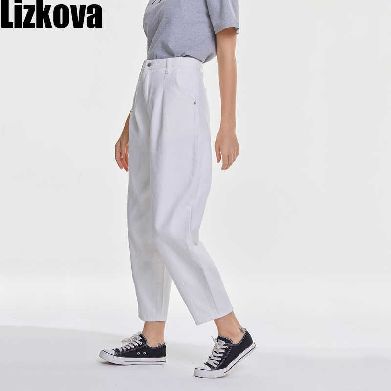Lizkova Spring White Jeans Woman High Waist Harem Pants Mujer Pantalones Plus Size Casual Streetwear Vaqueros 210922