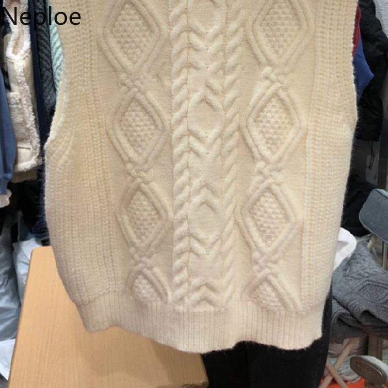Neploe Temperament Turtleneck Knitwear Pullovers Vest Female Winter Clothes Solid Color Knitted Ribbes Waistcoat Women Tank Tops 210422