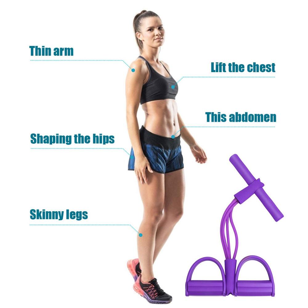 Multifunction Pedal Resistance Band Multifunctional Fitness Equipment Home Abdomen Pull Rope Sit-ups 4 Tube Thick Yoga Rope