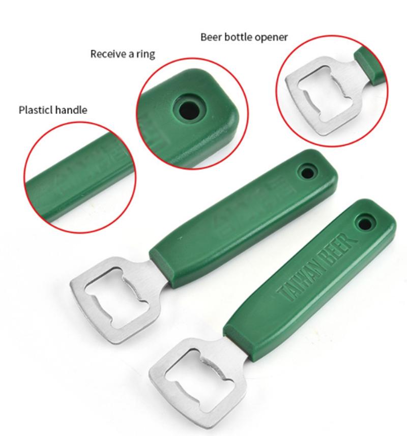 2021Stainless Steel Portable Green Creative Special Shape Flat Handle Corkscrew Bottle Opener Kitchen Supplies Free shipping