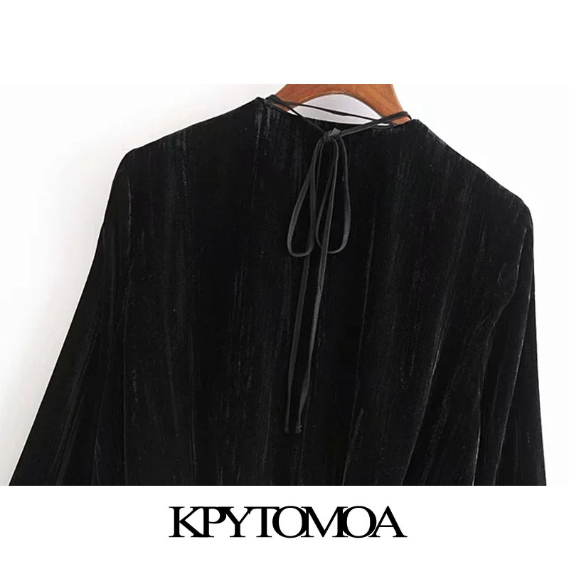 Women Fashion With Bejewelled Chain Velvet Cropped Blouses Long Sleeve Elastic Hem Female Shirts Chic Tops 210420