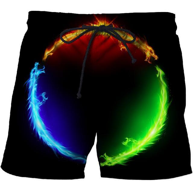 Ice & Fire Dragon Print 3D Summer Beach Shorts Streetwear Men's Short Plank Casual Quick Dry Sport