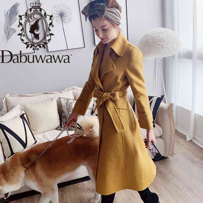 Dabuwawa Long Wool Blend Coat Women Double Breasted Autumn Winter Wide-waist Elegant Overcoat Outfit Top Female DT1DLN014 210520, Yellow
Dabuwawa Long Wool Blend Coat Women Double Breasted Autumn Winter Wide-waist Elegant Overcoat Outfit Top Female DT1DLN014 210520, Yellow