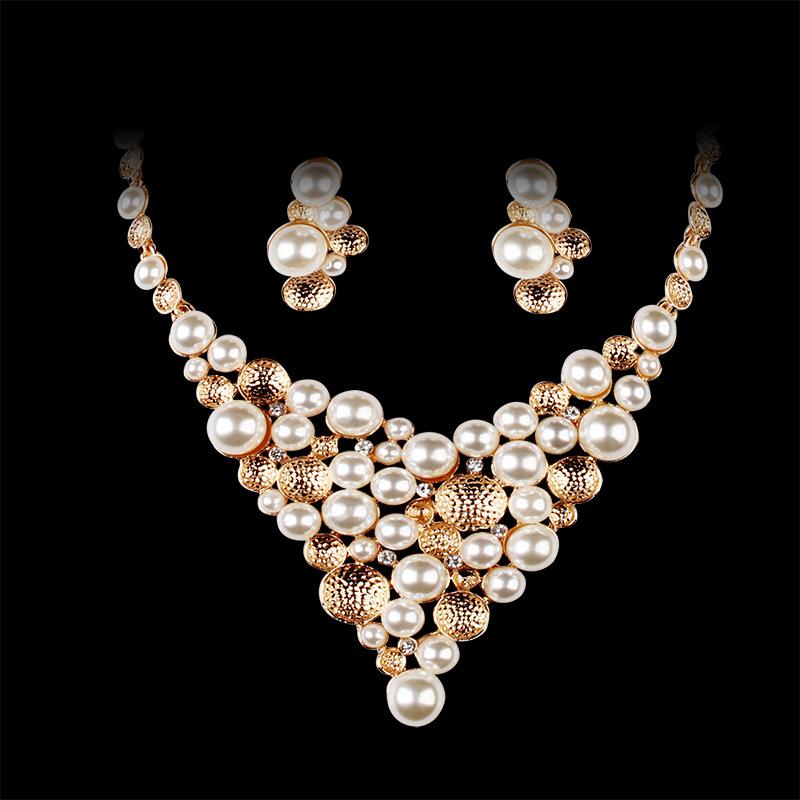 Earrings & Necklace Fine Gold Plated Pearl Rhinestone Retro Jewelry Set Luxury Crystal Earring And Vintage Party Elegant, Silver
Earrings & Necklace Fine Gold Plated Pearl Rhinestone Retro Jewelry Set Luxury Crystal Earring And Vintage Party Elegant, Silver