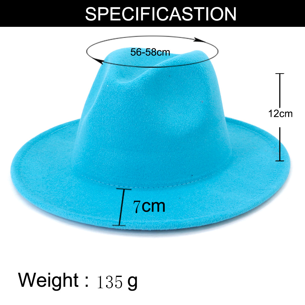 New Outer Lake Blue Inner Red Wool Felt Fedora Hat Doublesided Patchwork Formal Dress Wedding Women Hats Felted Classic Jazz Cap