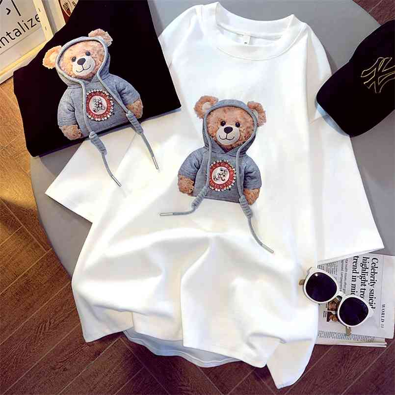 T-shirt Female Spring Summer Women's Casual Oversize Tees Cute Bear Print Loose Graphic Tops Korean Kawaii Girl Tshirt 210708, Pink
T-shirt Female Spring Summer Women's Casual Oversize Tees Cute Bear Print Loose Graphic Tops Korean Kawaii Girl Tshirt 210708, Pink