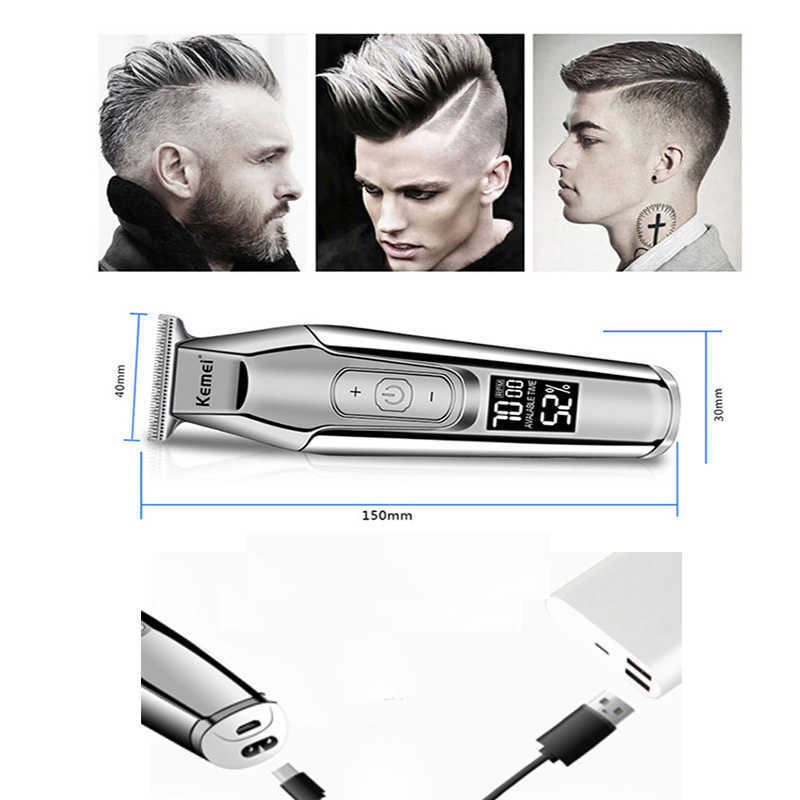 Kemei Professional Electric Hair Clippers Trimmer for men LCD Display hair cutting machine clipper shaver Beard Trimmers 220121