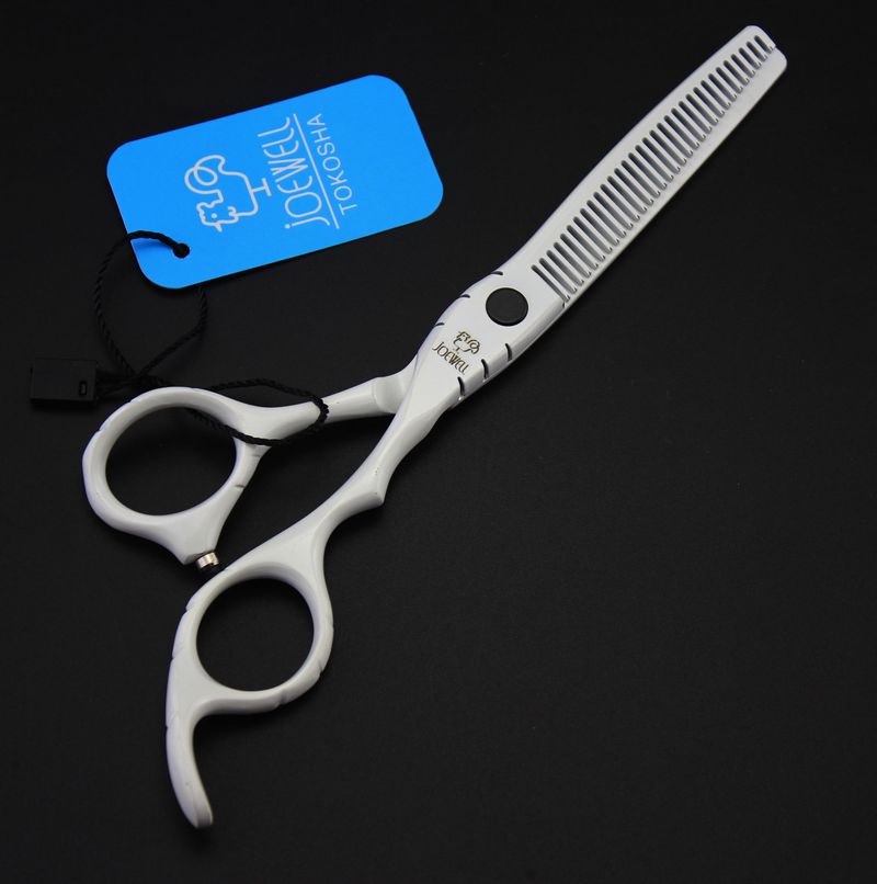 JOEWELL 5.5/6.0 inch white painted handle scissors 6CR 62HRS hardness hair beauty cutting/thinning