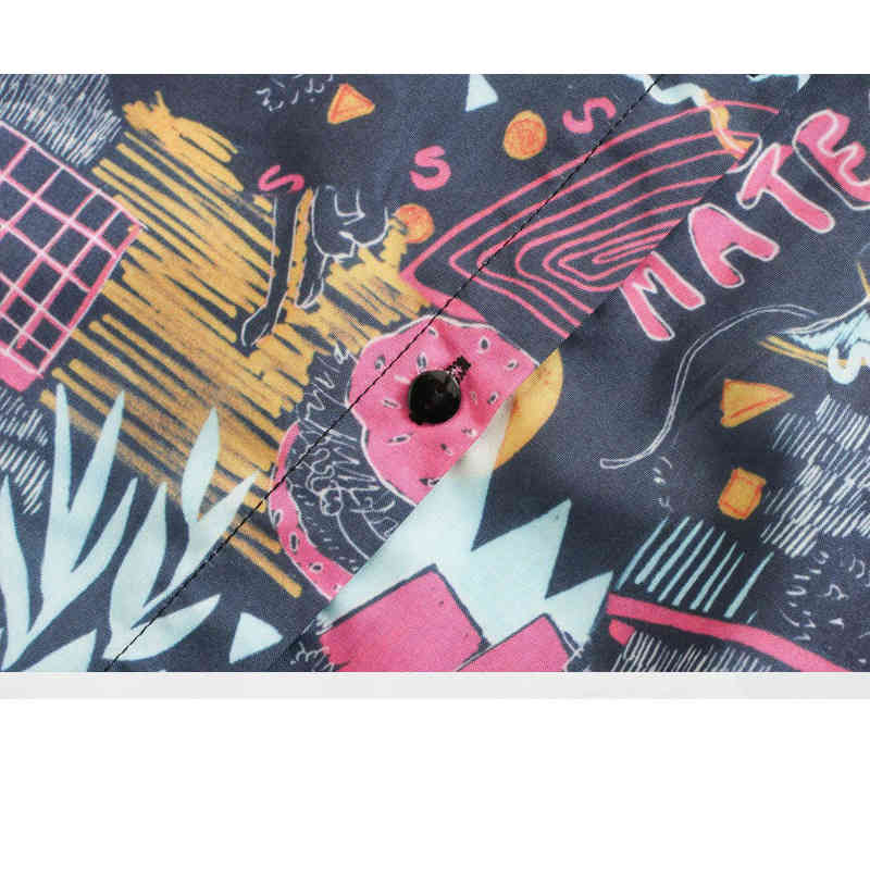 Women's Shirt Bowknot Decorated Sexy Navel Harajuku Chic Female Tops Lapel Single-breasted Short Sleeve Taste Graffiti Print 210507