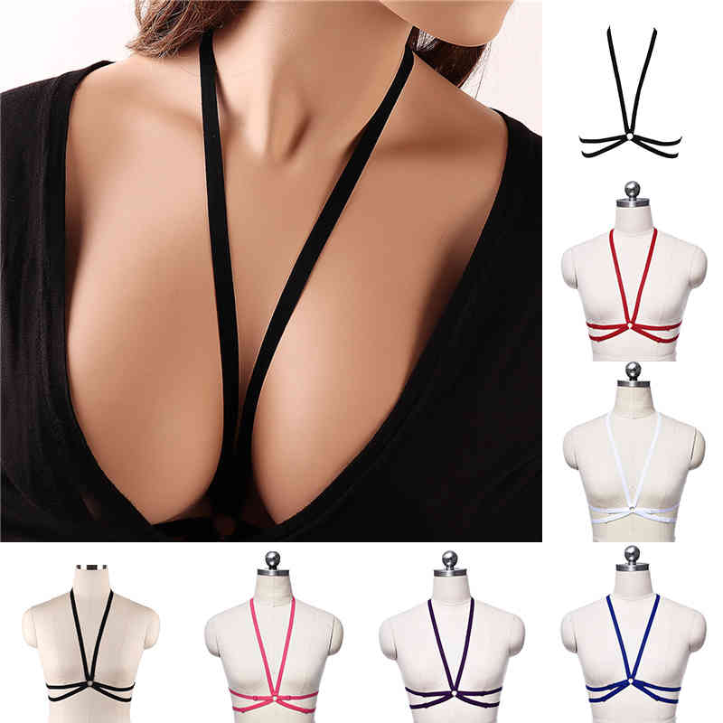 Gothic tight-fitting belt color halter neck beauty chest simple Harajuku harness event festival costume
Gothic tight-fitting belt color halter neck beauty chest simple Harajuku harness event festival costume