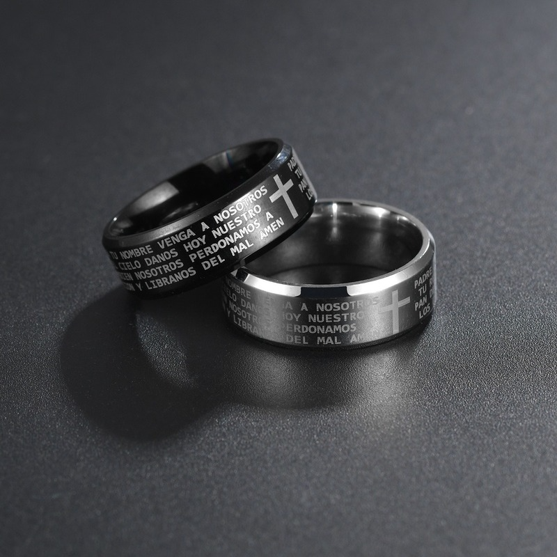 Stainless steel scripture cross ring band letter Blue black Bible rings finger for women men Christian fashion jewelry, Silver
Stainless steel scripture cross ring band letter Blue black Bible rings finger for women men Christian fashion jewelry, Silver