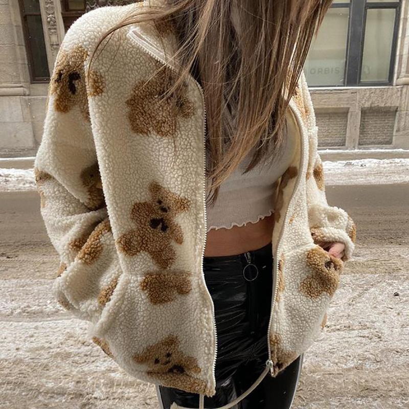 Women' Jackets Sweet Cute Women Teddy Coat Winter Fleece Jacket Bear Print Zippers Stand Collar Loose Overcoat Fashion Outerwear, 1a
Women' Jackets Sweet Cute Women Teddy Coat Winter Fleece Jacket Bear Print Zippers Stand Collar Loose Overcoat Fashion Outerwear, 1a