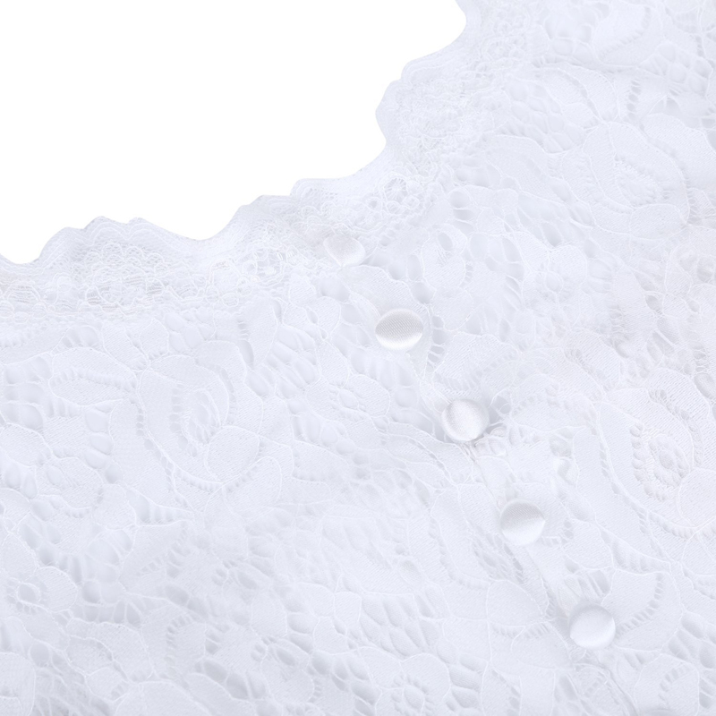 MISSJOY Vestido de festa Dress Button Backless Women Vintage Rockabilly Swing Elegant Bridesmaid A-Line Party White Lace Dress 210331Z