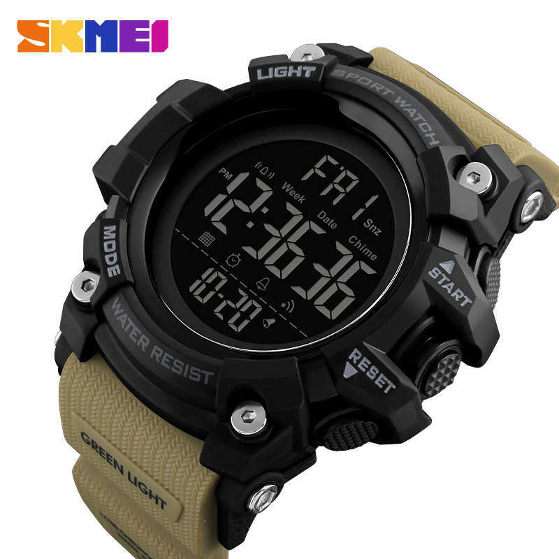 

SKMEI 5Bar Waterproof 2 Time Sport Watch Stopwatch Count Down Mens Digital Watches Soft Clock For Male reloj hombre 1384 G1022, Armygreen