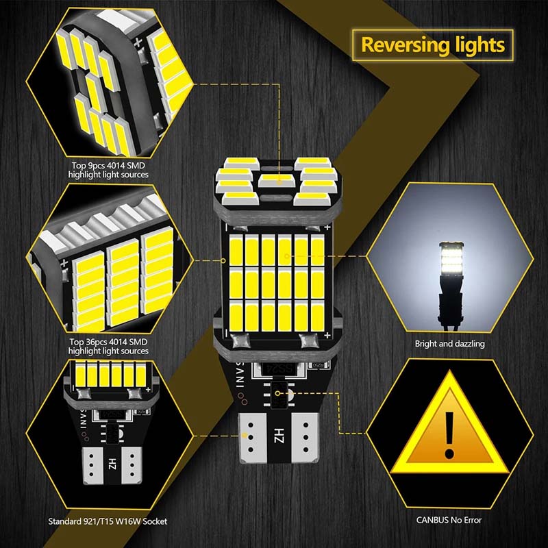 LED Working Light T15 W16W 921 912 T16 902 LED-Bulbs High Power 4014SMD Super Bright 1200LM Replace For Car Auto Vehicle Reversing Lights White 2PCS/S