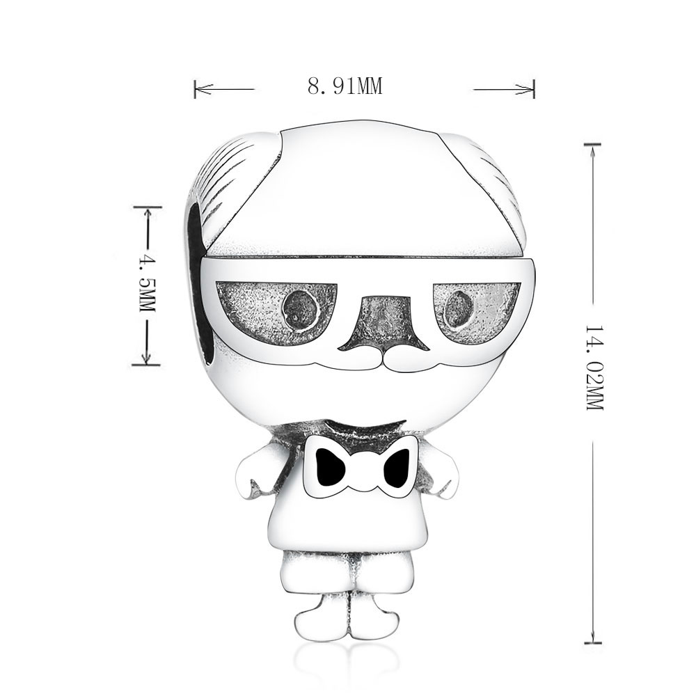 Fit Original Brand Charm Bracelet 925 Sterling Silver Grandpa Grandma Glasses Orange Enamel Handbag Bow Beads For Making Berloque