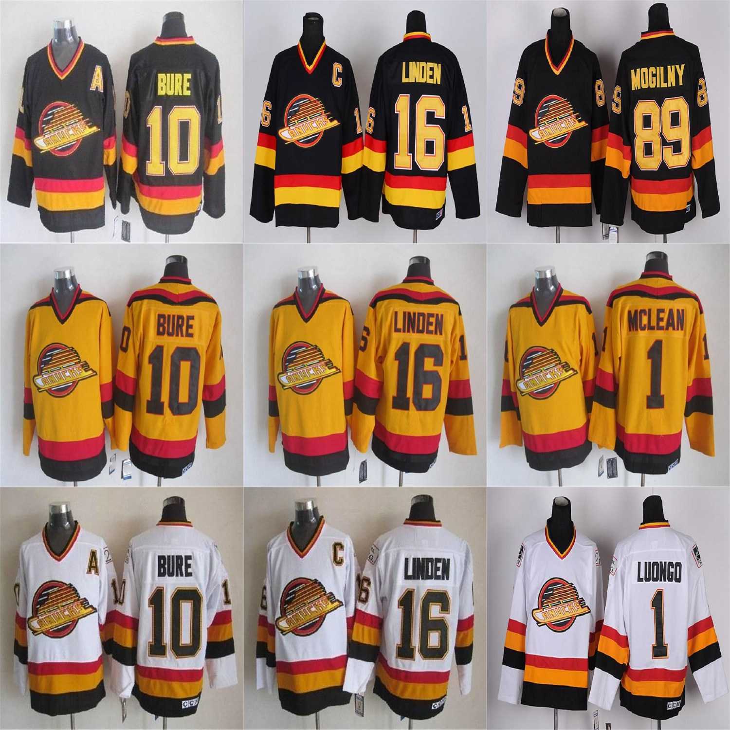 Vancouver Canucks CCM Vintage Jerseys 10 Pavel Bure 16 Trevor Linden 89 Alexander Mogilny 1 Kirk Mclean Roberto Luongo Mens Hockey Jerseys, Black;red
Vancouver Canucks CCM Vintage Jerseys 10 Pavel Bure 16 Trevor Linden 89 Alexander Mogilny 1 Kirk Mclean Roberto Luongo Mens Hockey Jerseys, Black;red