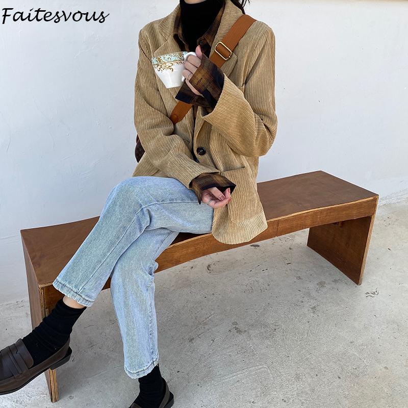 Women's Suits & Blazers Vintage Corduroy Women Casual Loose Lapel Suit Jacket Female Autumn Single Button Khaki Coats
Women's Suits & Blazers Vintage Corduroy Women Casual Loose Lapel Suit Jacket Female Autumn Single Button Khaki Coats