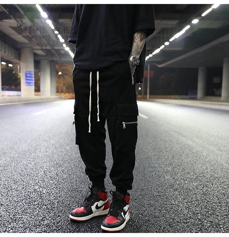 Dark Wind, Big Pockets, Black Wild Loose-fitting Trousers, Street Style Three-dimensional Tailoring Casual Pants, Trendy Men Men's Pants