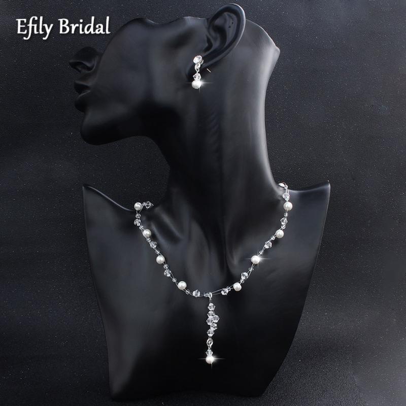 Earrings & Necklace Efily Elegant Pearl And Earring Set Sliver Color Crystal Bridal Jewelry Bride Accessories Wedding Party Bridesmaid Gift, Silver
Earrings & Necklace Efily Elegant Pearl And Earring Set Sliver Color Crystal Bridal Jewelry Bride Accessories Wedding Party Bridesmaid Gift, Silver