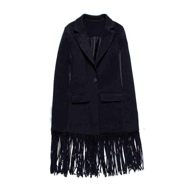 IEFB Men Tassel Sleeveless Woolen Trenchcoat Single Button Autumn Winter Chic Streetwear Cloak Style Suit Jacket 9D0778 211122