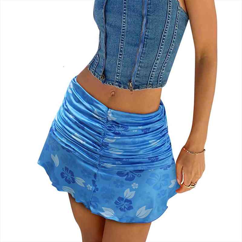 summer casual close fitting women skirt short floral printed pattern high waist pleated mini orange blue, Black
summer casual close fitting women skirt short floral printed pattern high waist pleated mini orange blue, Black