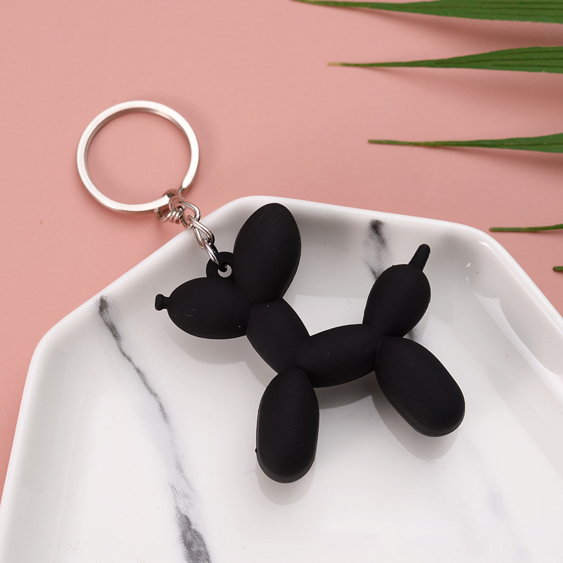 Colorful Balloon Dog Keychain for Man Soft Rubber PVC Cute Women Key Chain Car Ring Bag Pendant