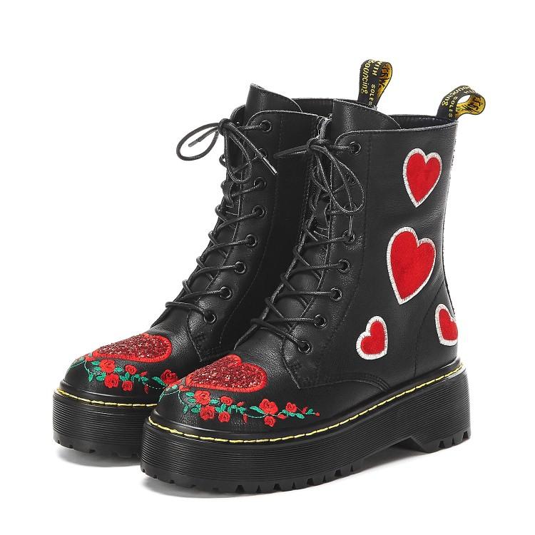 Boots Womens Embroidery Floral Heart Round Toe Lace Up Chunky High Heel Genuine Leather Punk Motorcycle Shoes Retro BlackX1, Black
Boots Womens Embroidery Floral Heart Round Toe Lace Up Chunky High Heel Genuine Leather Punk Motorcycle Shoes Retro BlackX1, Black