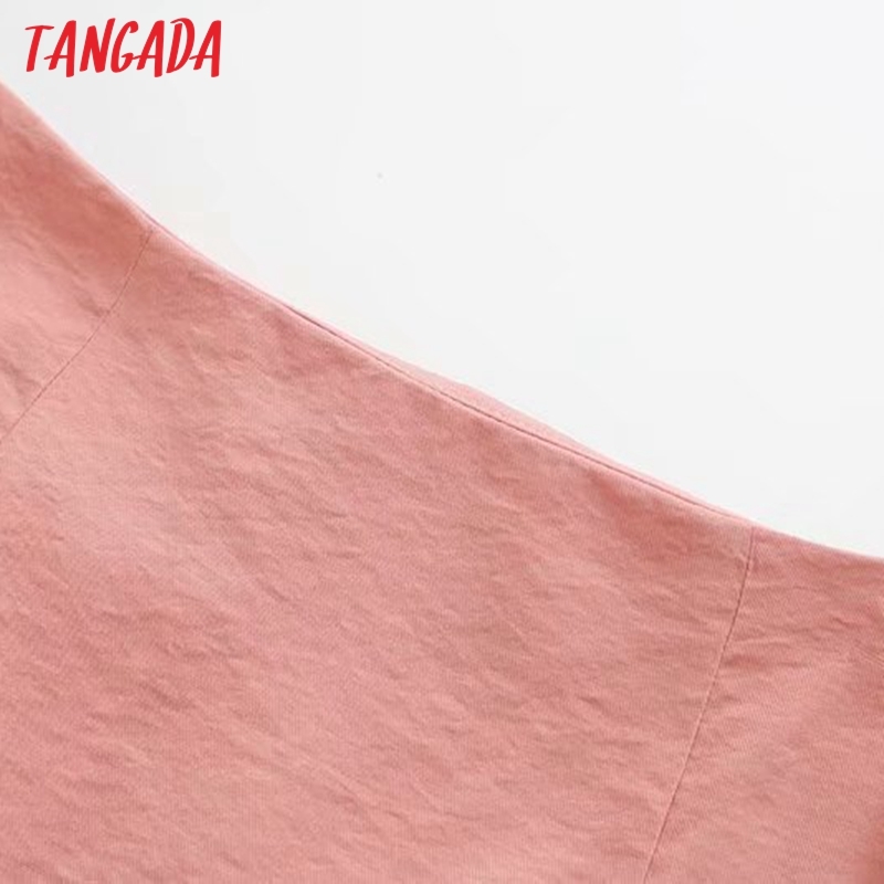 Women Pink Solid Skirt Summer Buttons Ruffles Casual Shorts Pantalones 4N24 210416