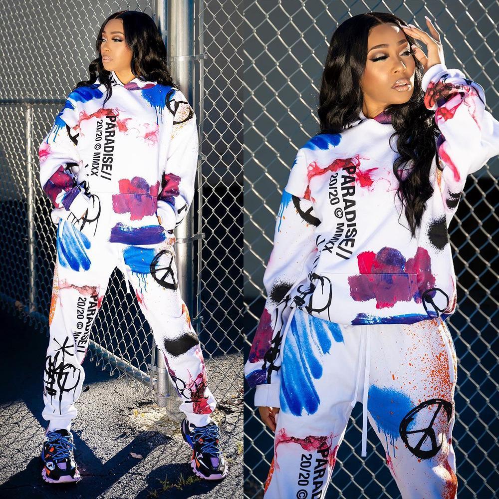 Graffiti Printed Tracksuits Hooded 2 Piece Pants Set Fall Winter Street Style Sweat Suits Women Matching Sets 2XL, White
Graffiti Printed Tracksuits Hooded 2 Piece Pants Set Fall Winter Street Style Sweat Suits Women Matching Sets 2XL, White