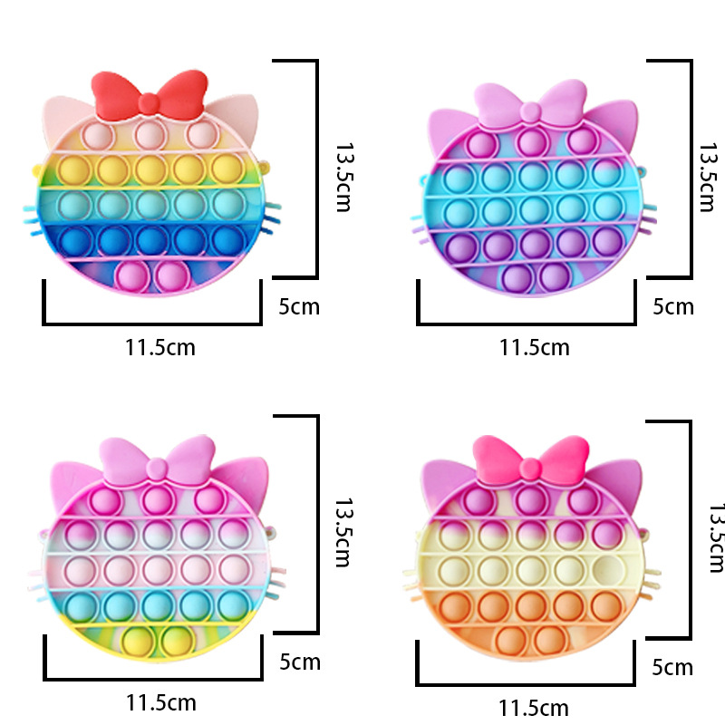 Cat Bag Pop It Fidget Stress Release Toy Simple Dimple Anti-Stress Coin Purse Push Bubble Squeeze Messenger Bag for Girls Gift