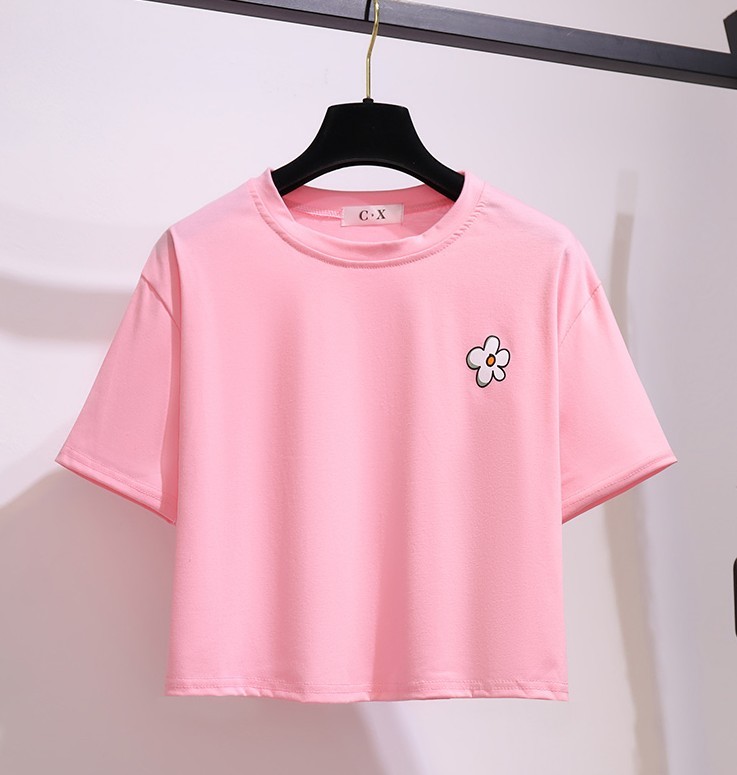 Summer Two Piece Set Elegant Casual Pink Short Sleeve T-Shirt Top + White A-Line Mini Skirts Suits Outfits 210519
