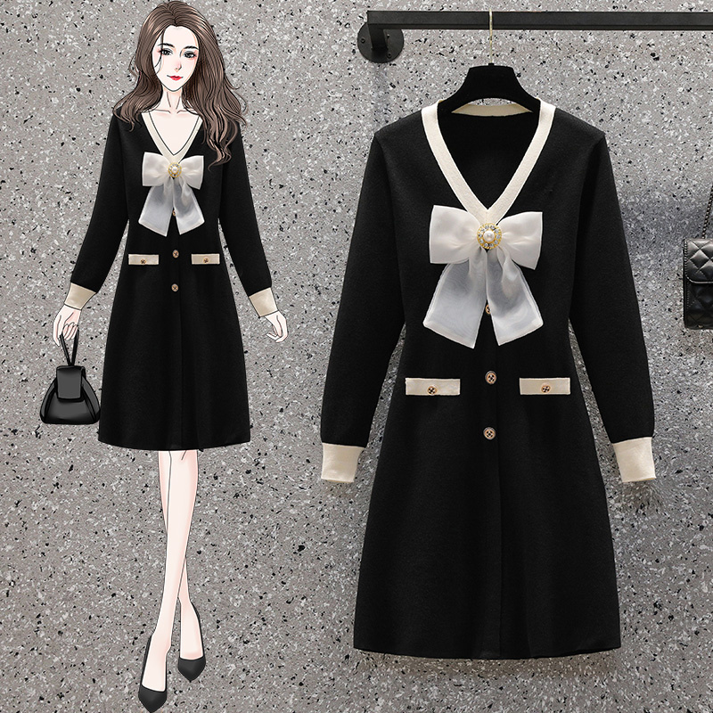 Plus Size Women Autumn Winter French Vintage Long Sleeve Knitted Sweater Dresses slim temperament knit Midi dress Female Vestido, Black
Plus Size Women Autumn Winter French Vintage Long Sleeve Knitted Sweater Dresses slim temperament knit Midi dress Female Vestido, Black