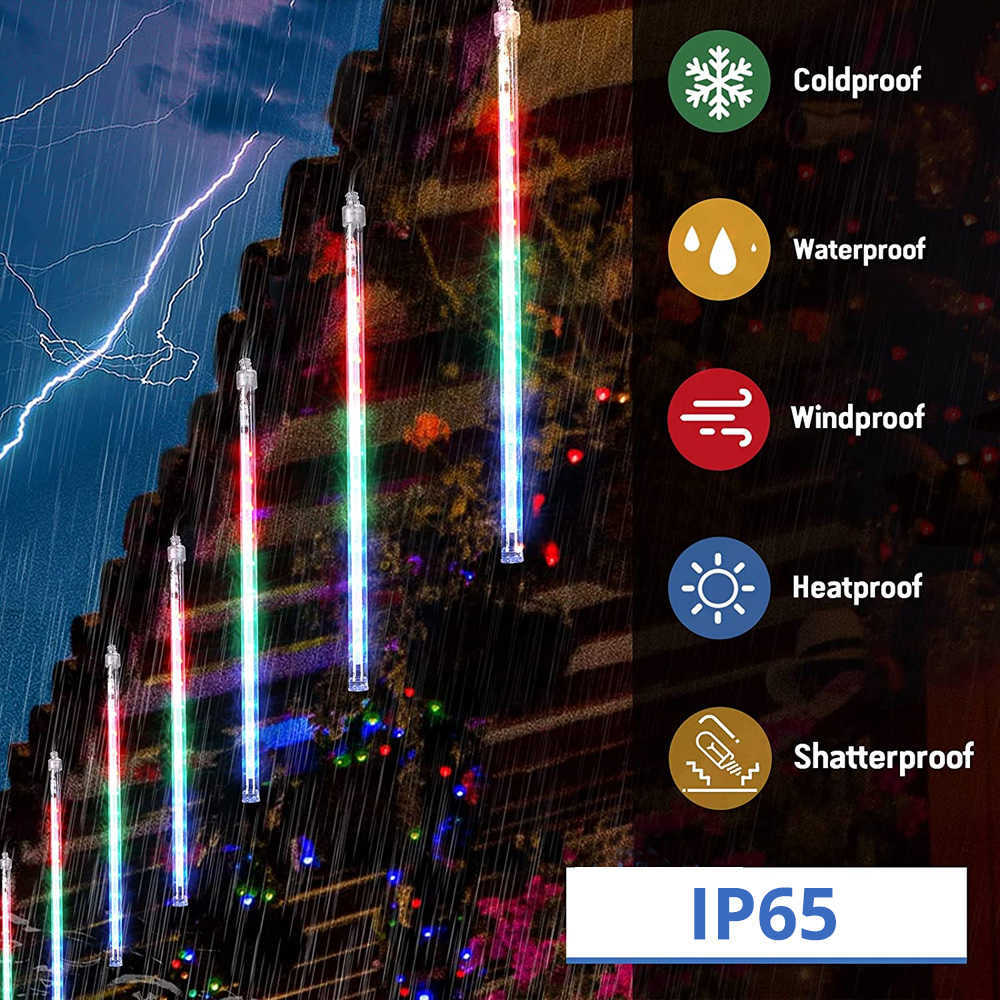 LED Meteor Shower 30CM/50CM Christmas LED String Garland Holiday Strip Light Waterproof Fairy Light for Garden Street Decoration 211015