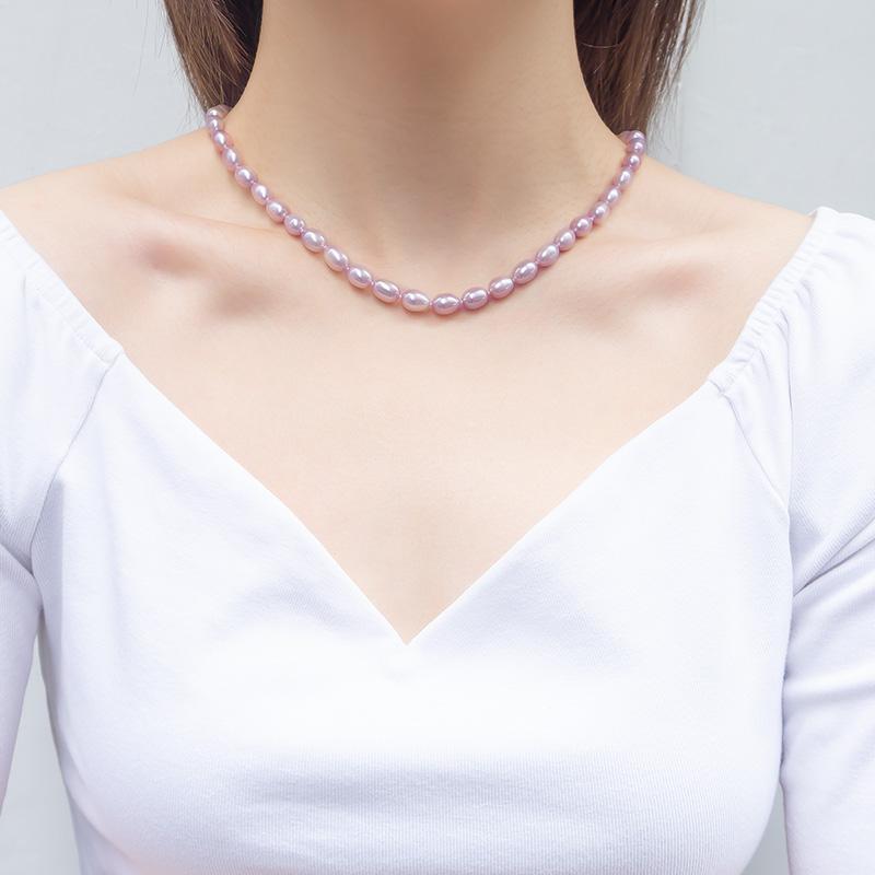 Chains Natural Freshwater Pearl Women's Necklace White/violet Genuine 925 Sterling Silver Buckle White Rice-shaped Jewelry Gift
Chains Natural Freshwater Pearl Women's Necklace White/violet Genuine 925 Sterling Silver Buckle White Rice-shaped Jewelry Gift