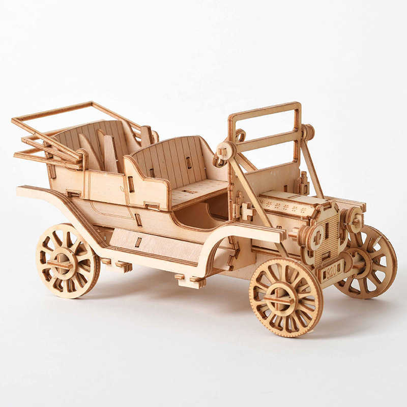 3D Wooden Puzzle DIY Handmade Mechanical Toys For Children Adult Kit Game Assembly Model Ships Train Airplane