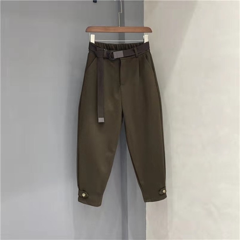 Arrival Summer Korean Style Women Loose Casual Elastic Waist Ankle-length Pants All-matched Cotton Harem W289 210512